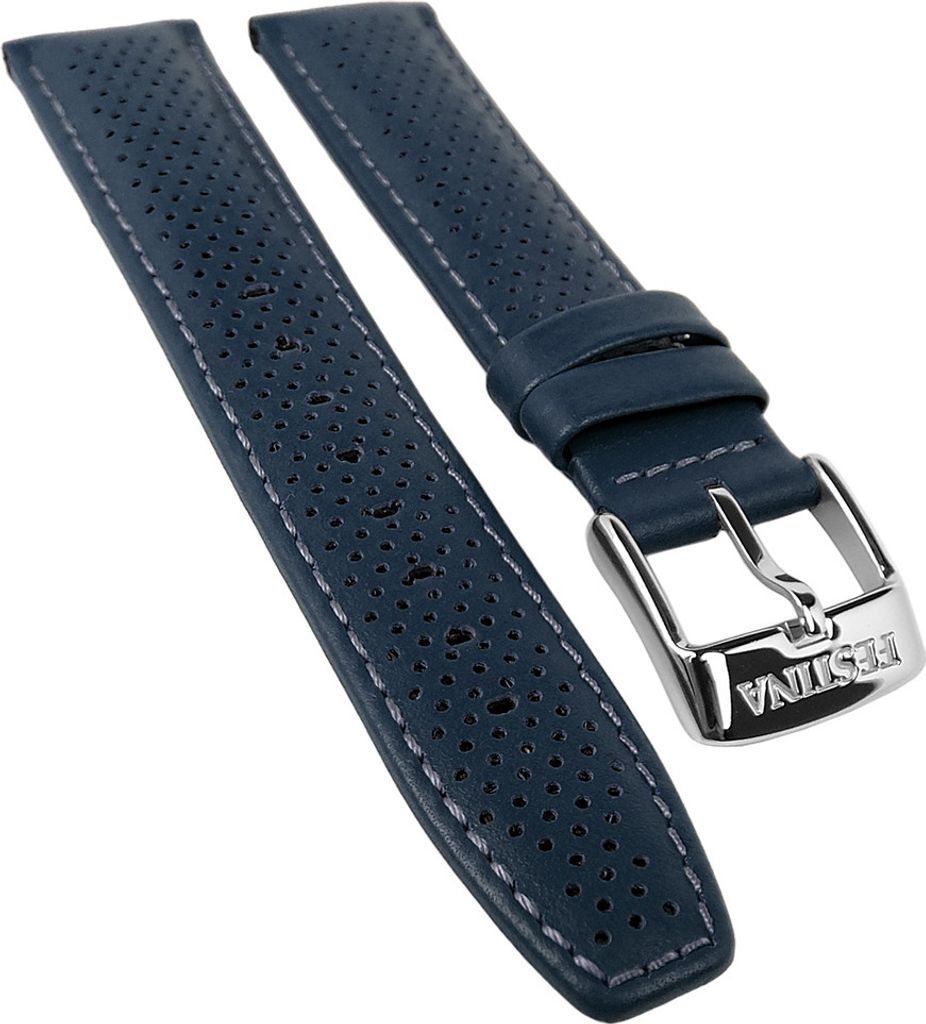Festina Uhrenarmband | Leder 21mm dunkelblau mit grauer Produktbild 