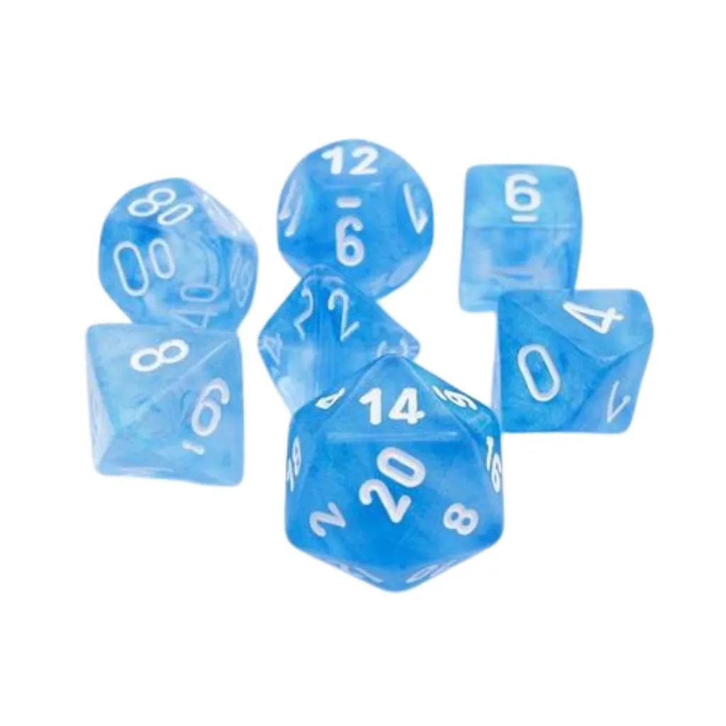 Dés Borealis Polyhedral Sky Blue White Luminary Set de 7 Pièces Chessex - 2