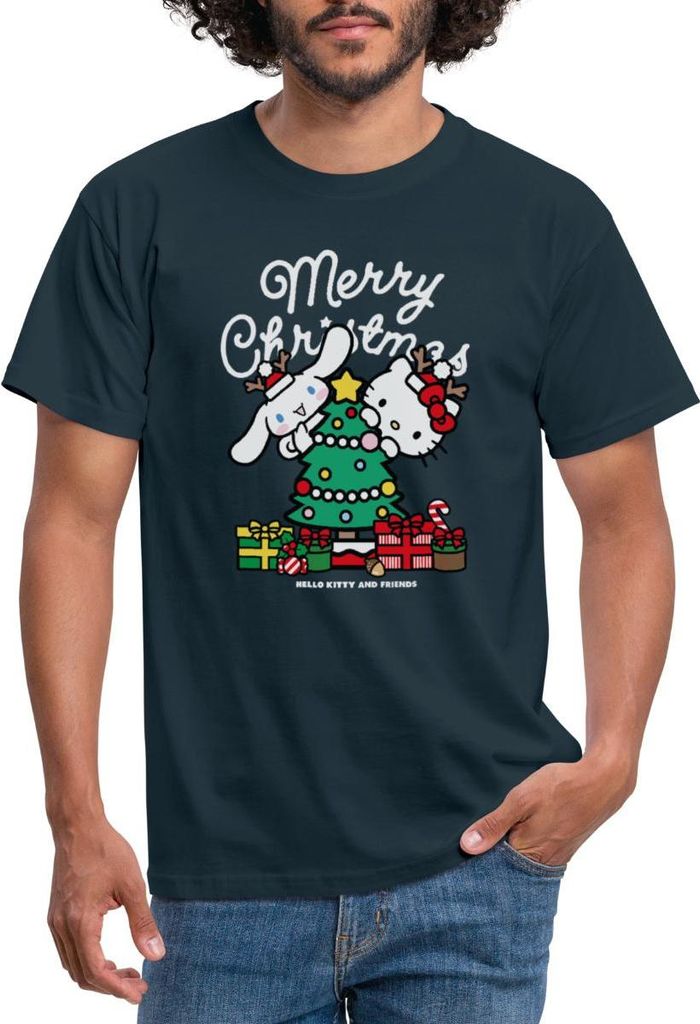 Spreadshirt Hello Kitty Und Cinnamoroll Weihnachten Männer T-Shirt, M, Navy