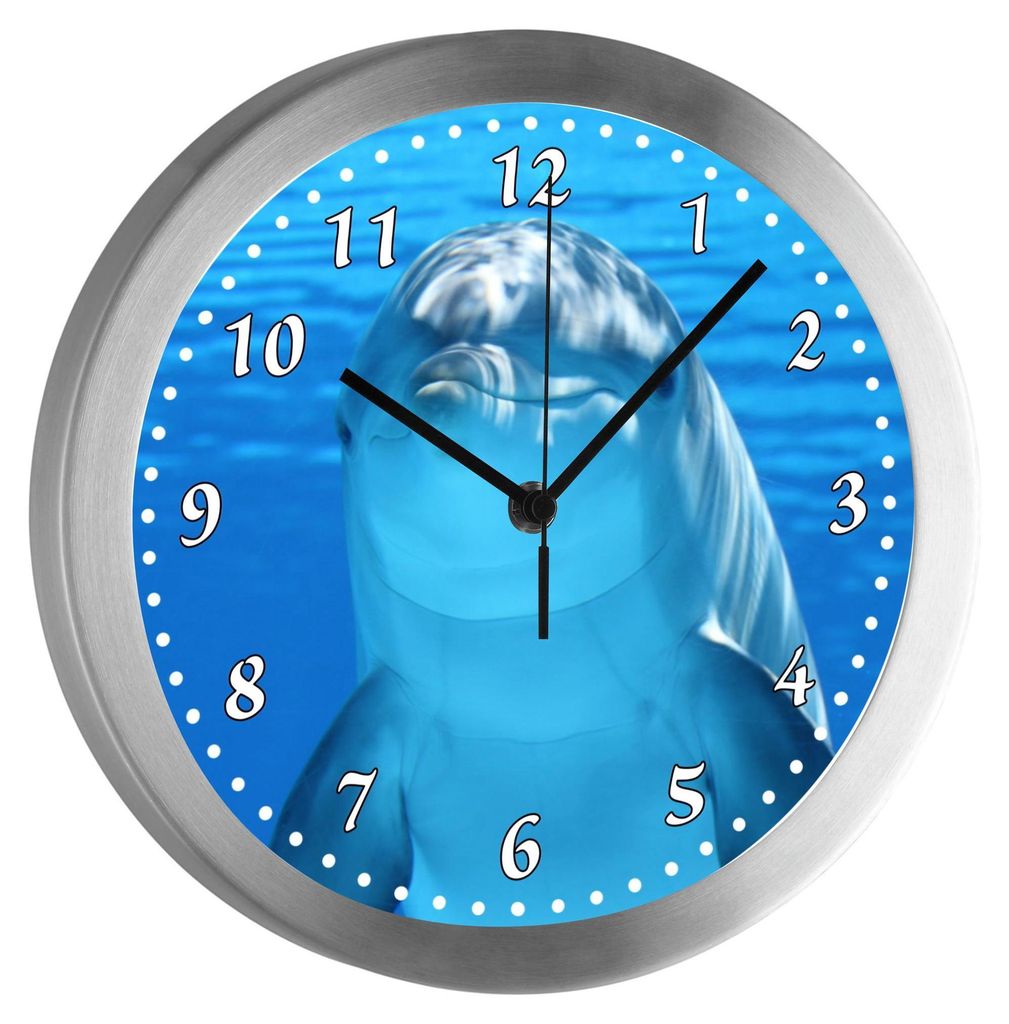 Funkuhr, Kinder Wanduhr, Kinderuhr, Kinderzimmer  Delfin Produktbild 