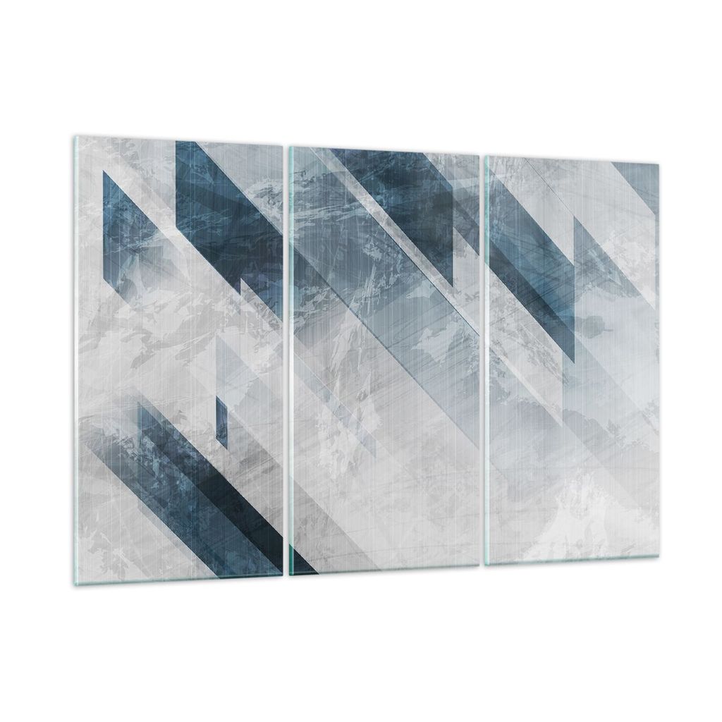 Bilder auf glas - 3 Teile - Blau Weiß Figuren - 165x110cm - Glasbilder - Wandbilder - Bilder - zum Aufhängen bereit - Wanddekoration aus Glas - G...