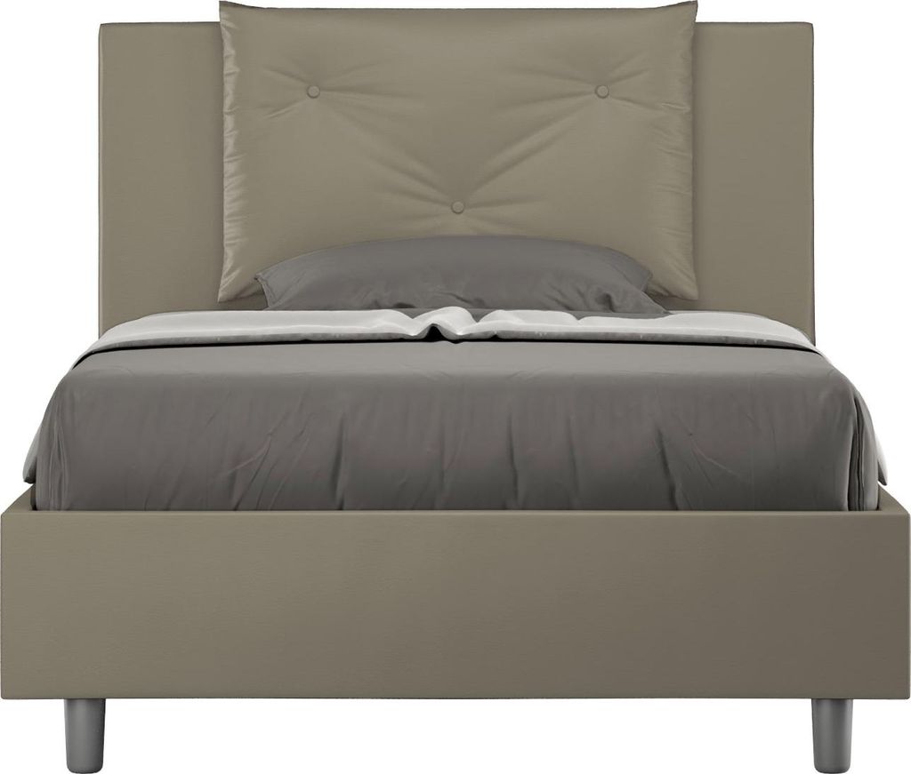 ITYHOME - Gepolstertes Bett ohne Lattenrost 120x200 mit Kunstlederbezug Cappuccino Appia
