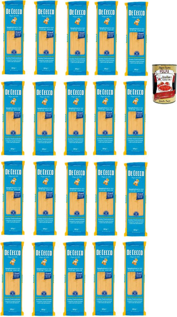 De Cecco Spaghettoni N°412, 100% Italienisch Pasta Nudeln 20x 500g + Italian Gourmet Polpa 400g