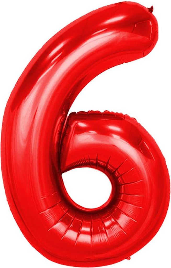 Fóliový balón číslo 6, cca 100 cm, červený Obrázok produktu 