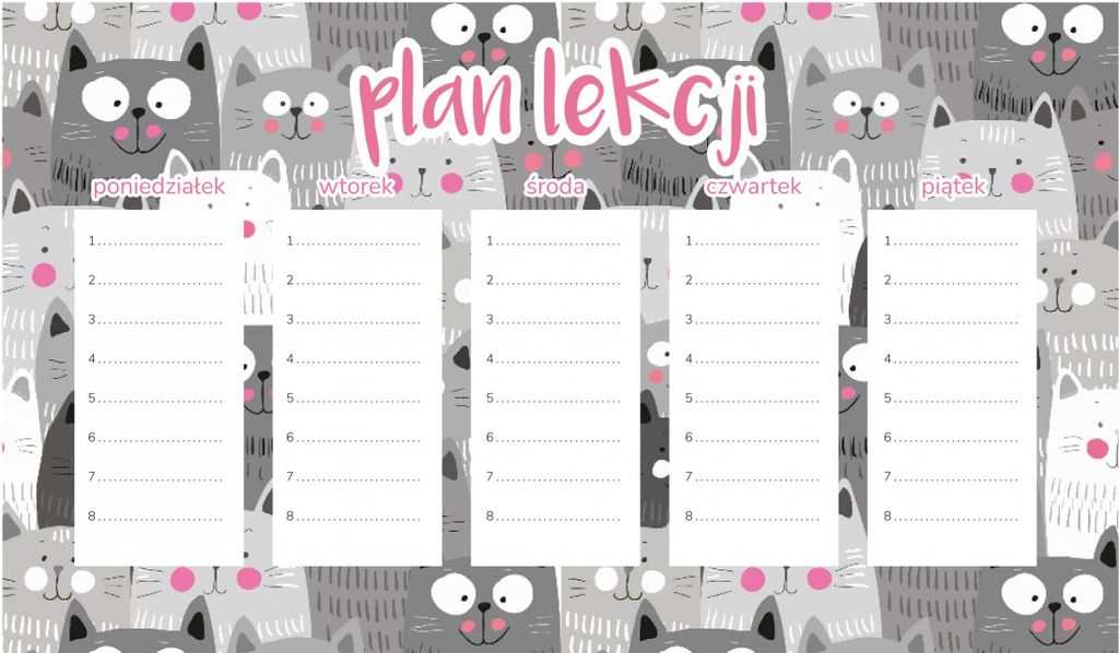 Magnetischer Unterrichtsplan für Kinder, süße Kätzchen, 30 x 17,5 cm