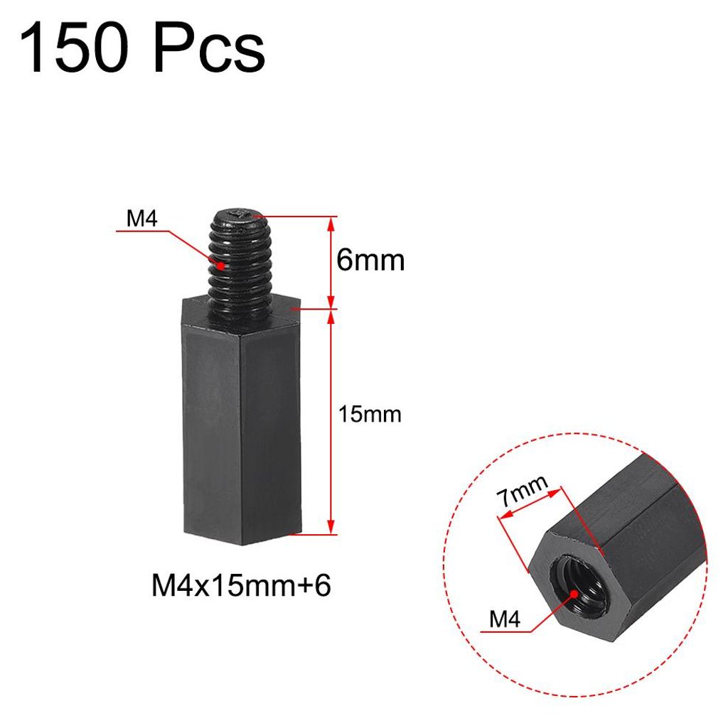 150 Stš¹ck Sechskant Abstandhalter Hex Nylon PCB M4x15mm+6mm fš¹r FPV Drone Quadcopter, Computer & Platine Schwarz