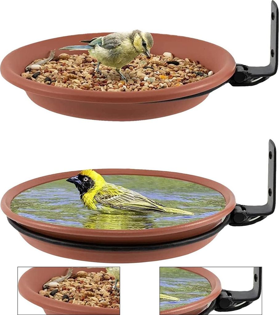 Klappbare runde Vogelfutterstation & Vogeltränke 2er Set, 21 cm, wetterfest für Balkon Garten