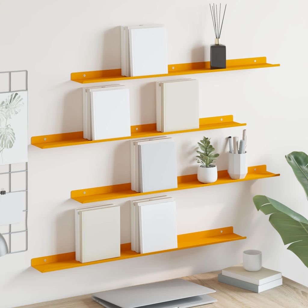 Maison Exclusive - Schwebendes Regal 4 pcs Senfgelb 80 x 9 x 2,5 cm Stahl