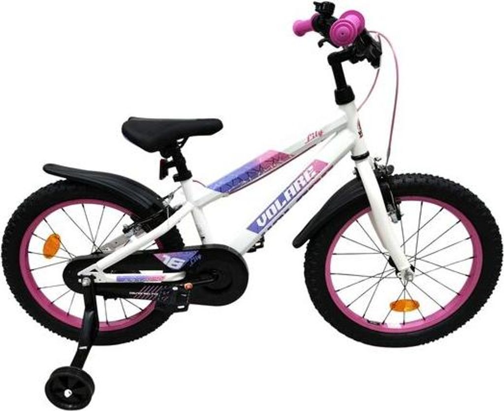 Volare Lily Kinderfahrrad - Mädchen - 18 Zoll - Weiß Rosa Produktbild 