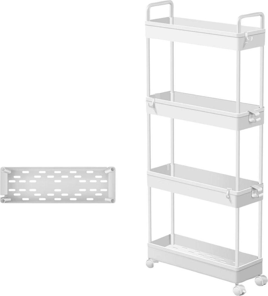 4-Schicht Trolleywagen – Rollbarer Aufbewahrungswagen – Mobiler Organizer für Küche, Bad & Schlafzimmer