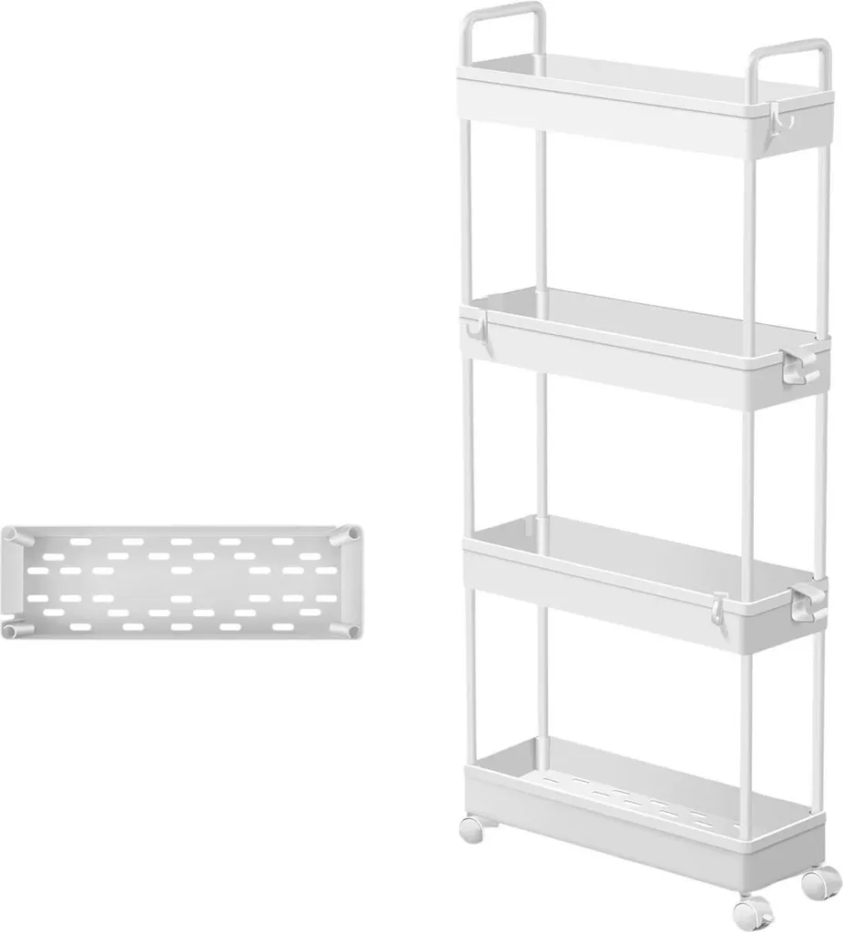 Chariot de rangement à roulettes ultra robuste - 4 étages modulables