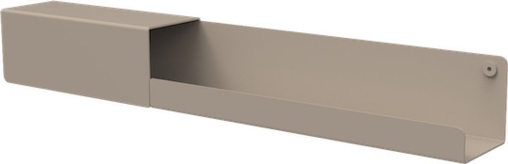 Regal mit Haken Rechts/Links in Schwarz/Weiß/Sandgrau aus Stahl mit Größenvarianten, Farbe:Sand, Variante:Ablage links, Größe:Medium