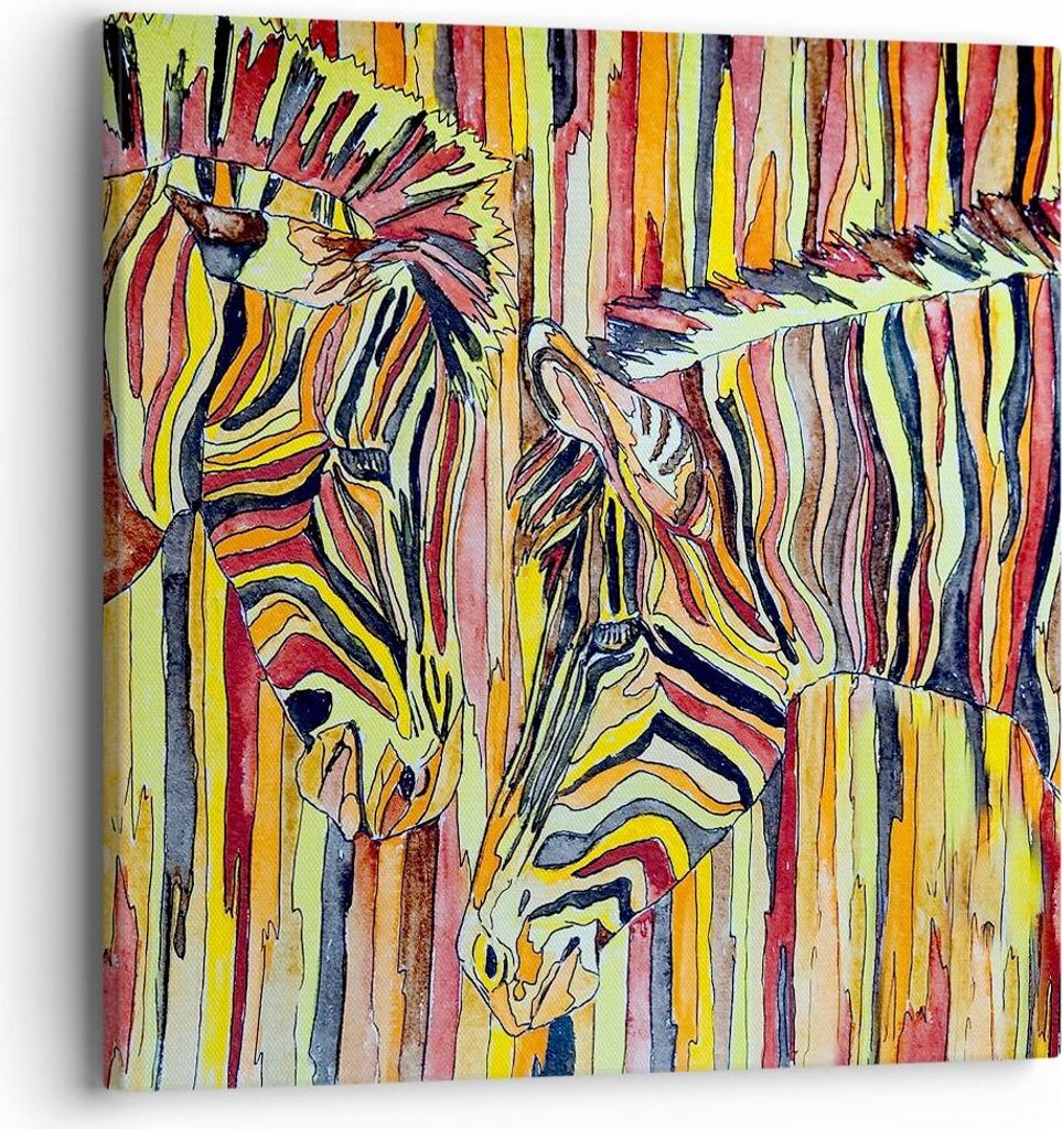 Bild auf Leinwand - Leinwandbild - Zebra Abstraktion - 40x40cm - Wand Bild - Wanddeko - Wandbilder - Leinwanddruck - Bilder - Kunstdruck - Wanddeko...