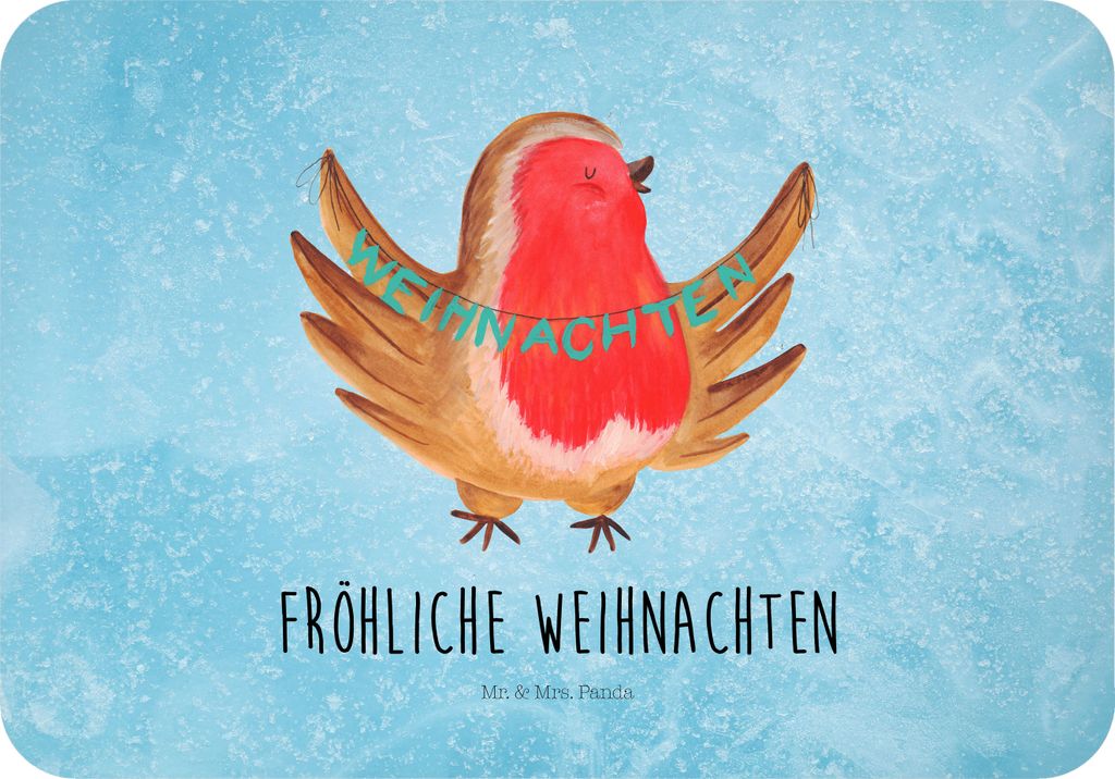 Mr. & Mrs. Panda magnet Rotkehlchen Weihnachten - Eisblau - Geschenk, Weihnachtsmotiv, haftmagnet, Winter, zettelhalter, Vogel, Frohe, mdf, Kühlsc...