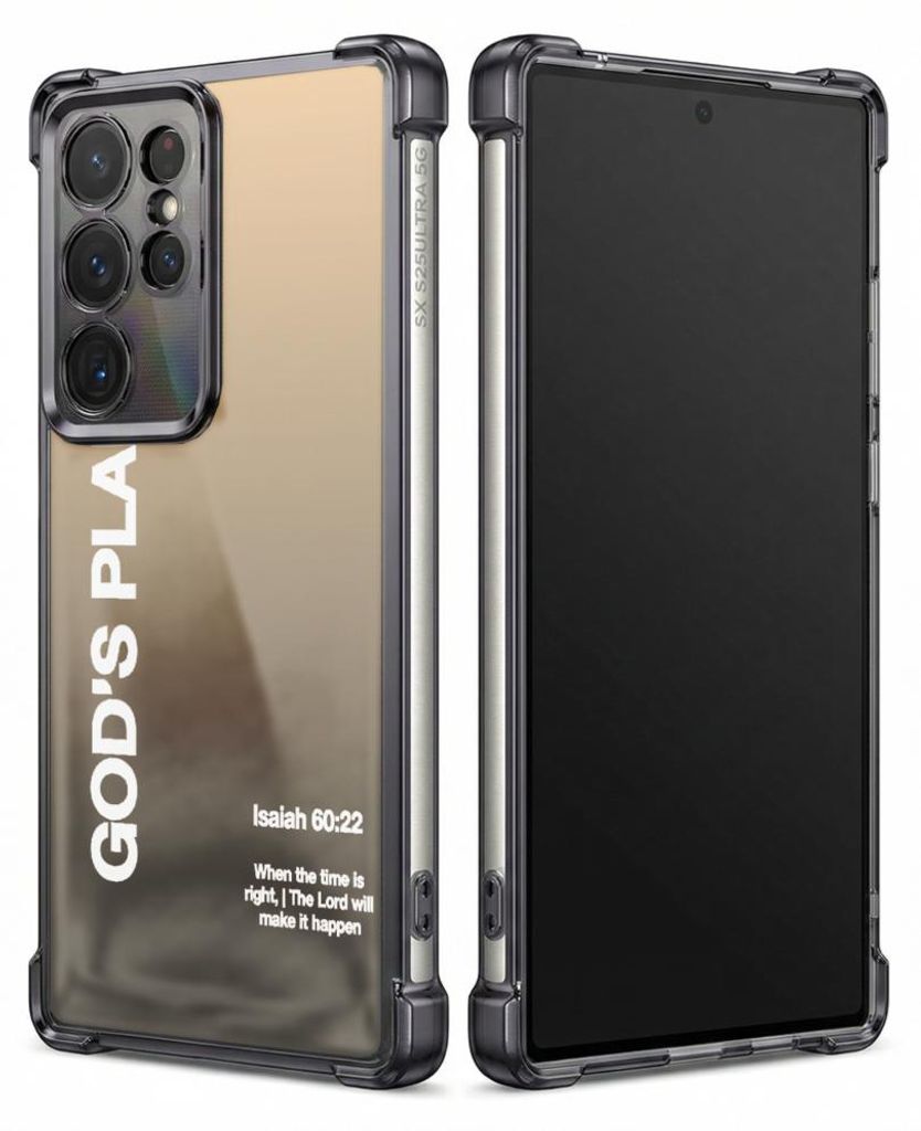 Personalisierte Hülle mit Bild für Samsung Galaxy S22 Ultra Elektroplattiert TPU Stoßdämpfer Handyhülle mit Gottes Plan Jesaja 60,22