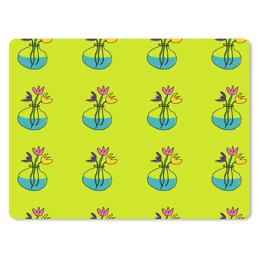 MuchoWow Mauspad Mousepad Blumen - Vasen - Muster 40x30 cm - Mousepads - Maus Mat - Pad - Mausunterlage - Anti Rutsch