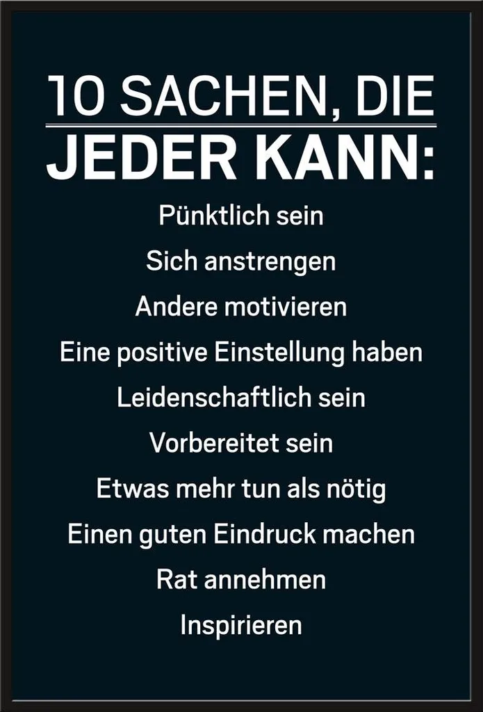 Affiche de motivation 10 choses Shinsuke® Maxi cadre noir 61x91,5 cm