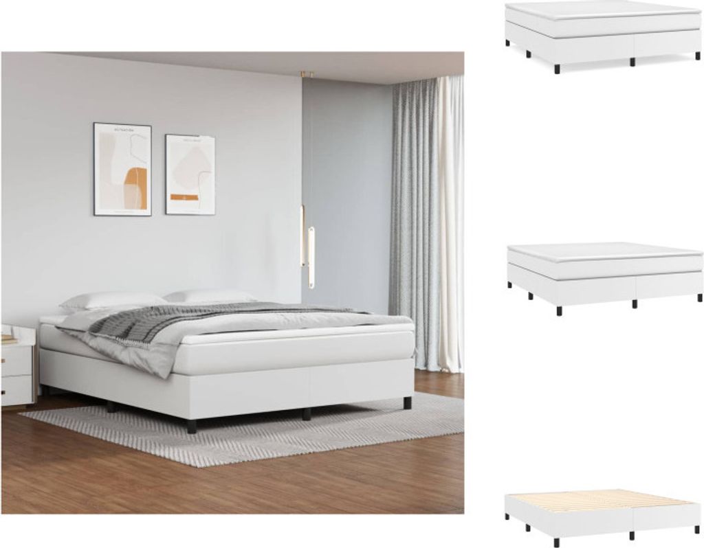 vidaXL Boxspringbett Weiß 180x200 cm Kunstleder - Betten & Bettgestelle