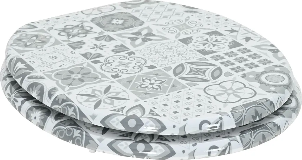 Abattant WC avec Fermeture Douce et Silencieuse, MDF Gris Robuste 44x38 cm