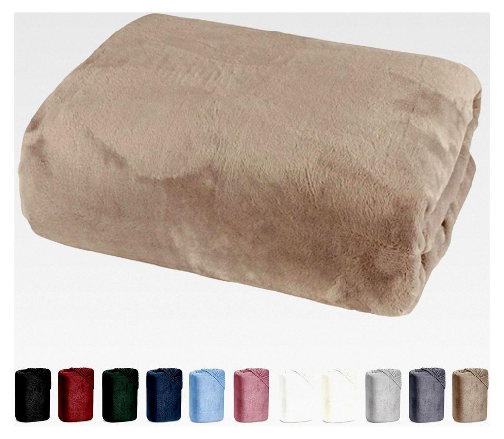 Spannbettlaken 100x200 Cashmere Touch Super Soft Winter Nicky Plüsch Taupe für Matratzen von 90x200 bis 110x200