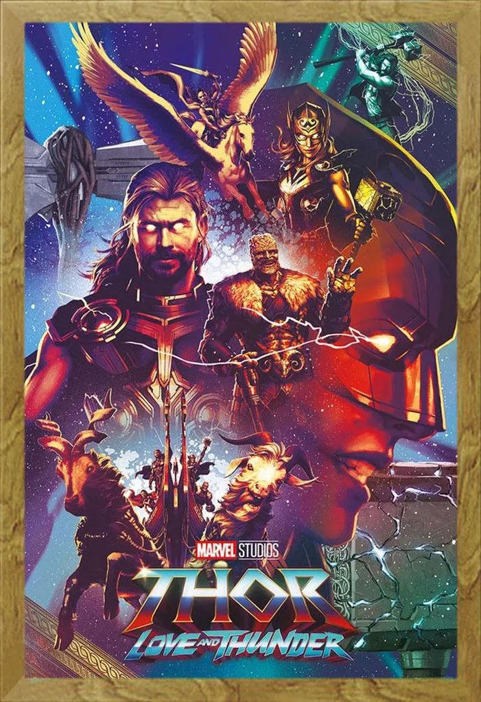 Thor - Poster - Amore e tuono + cornice rimovibile, Shinsuke® Maxi MDF oak, vetro acrilico