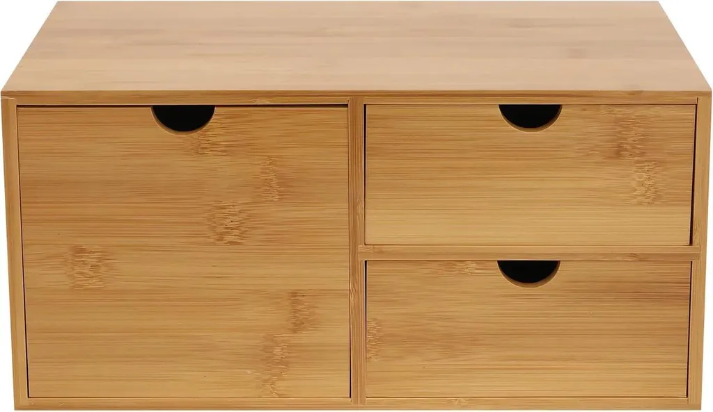 Boîte de rangement 3 tiroirs en bois de bambou pour trier le bureau