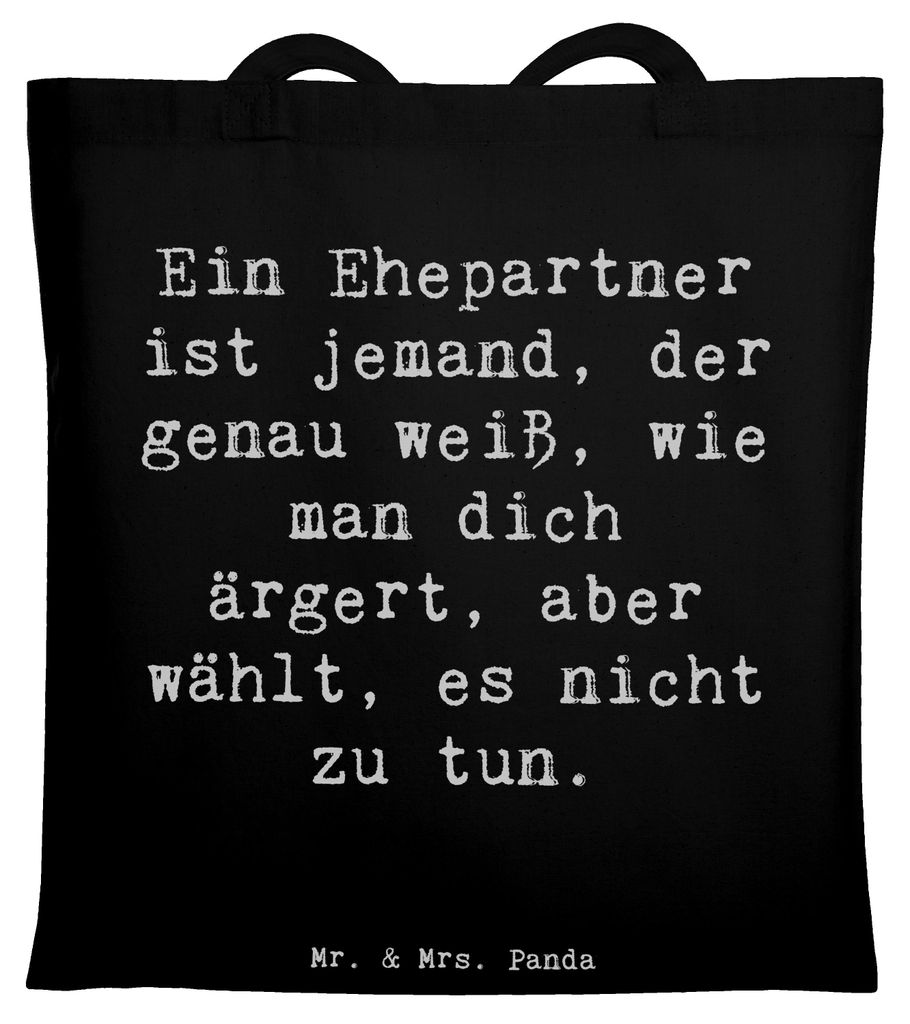 Mr. & Mrs. Panda Tote Bag Spruch Ehepartner Liebe - Schwarz - Geschenk, Familie, Jahrestag, Respekt, Uni Tasche, canvas, Verständnis, Unitasche, H...