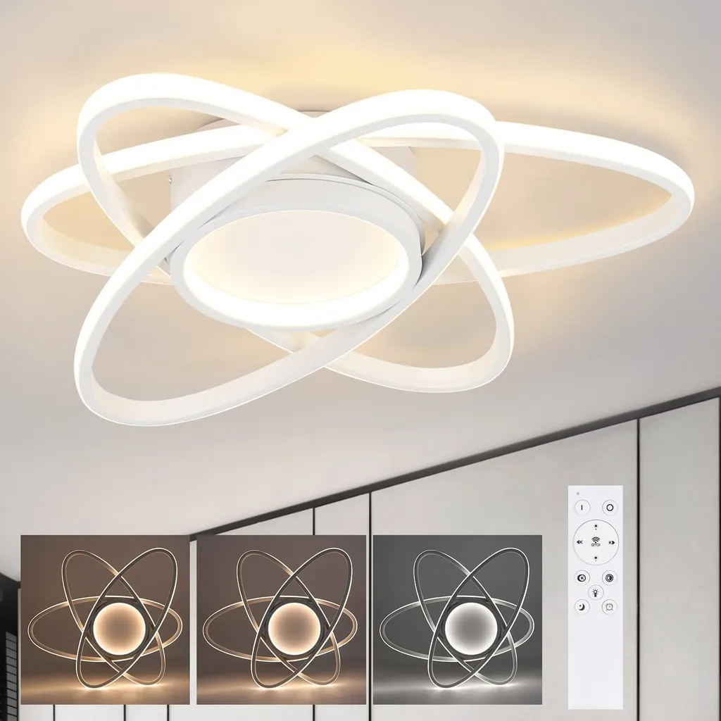 ZMH Plafonnier LED Salon Dimmable 77W avec Télécommande et Design Moderne