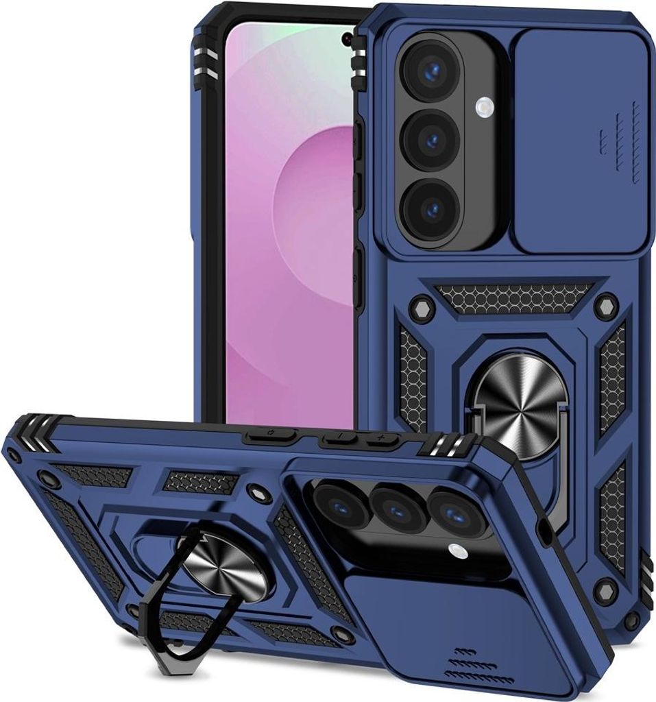 Samsung Galaxy S26 Hülle - Coverup Armor Ring Ständer Back Cover mit Kamera Schutz - Blau