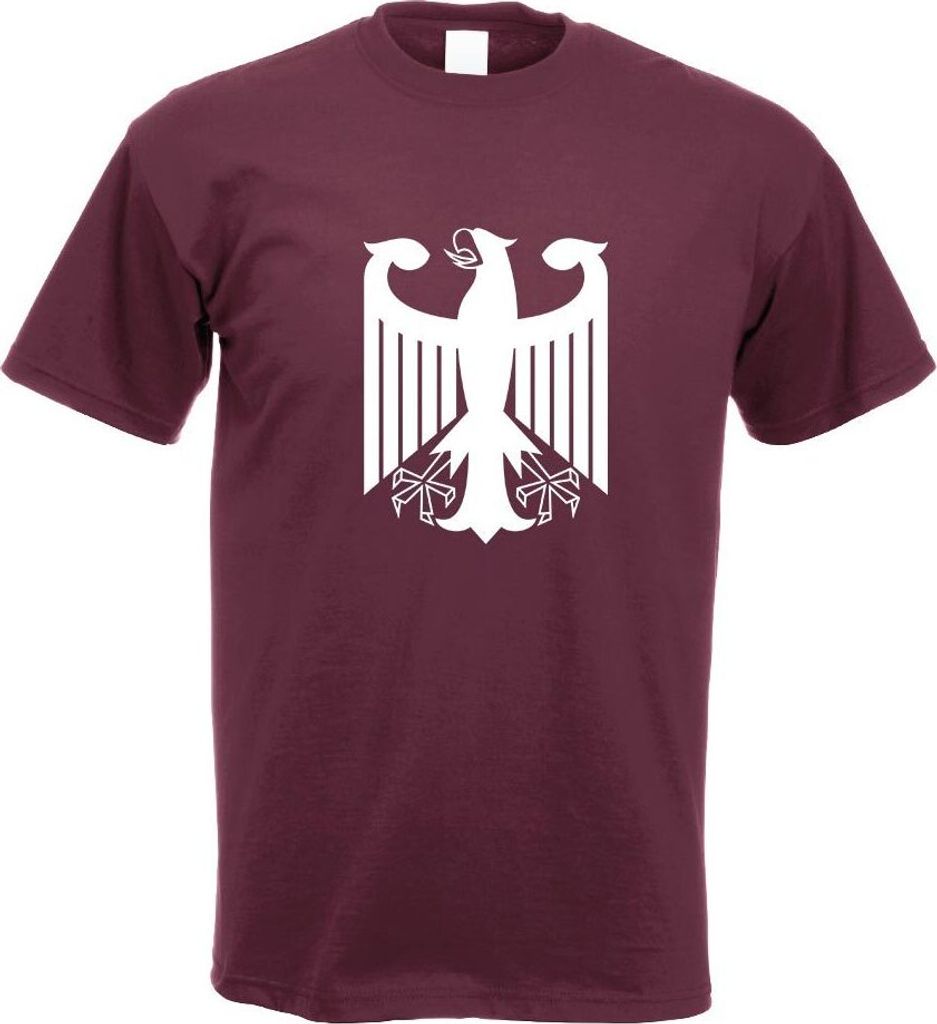 Kiwistar - T-Shirt - Burgund - Bundeswappen Deutschland o. Rahmen Motiv Bedruckt Funshirt Design Print - mit Motiv Bedruckt - Funshirt Design - Spo...