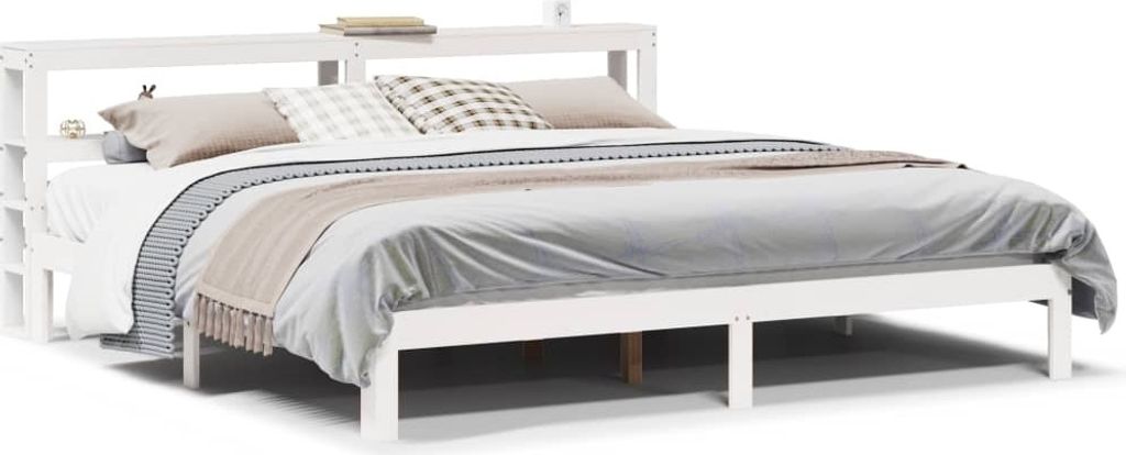 vidaXL Bettgestell mit Kopfteil ohne Matratze Weiß 180x200 cm