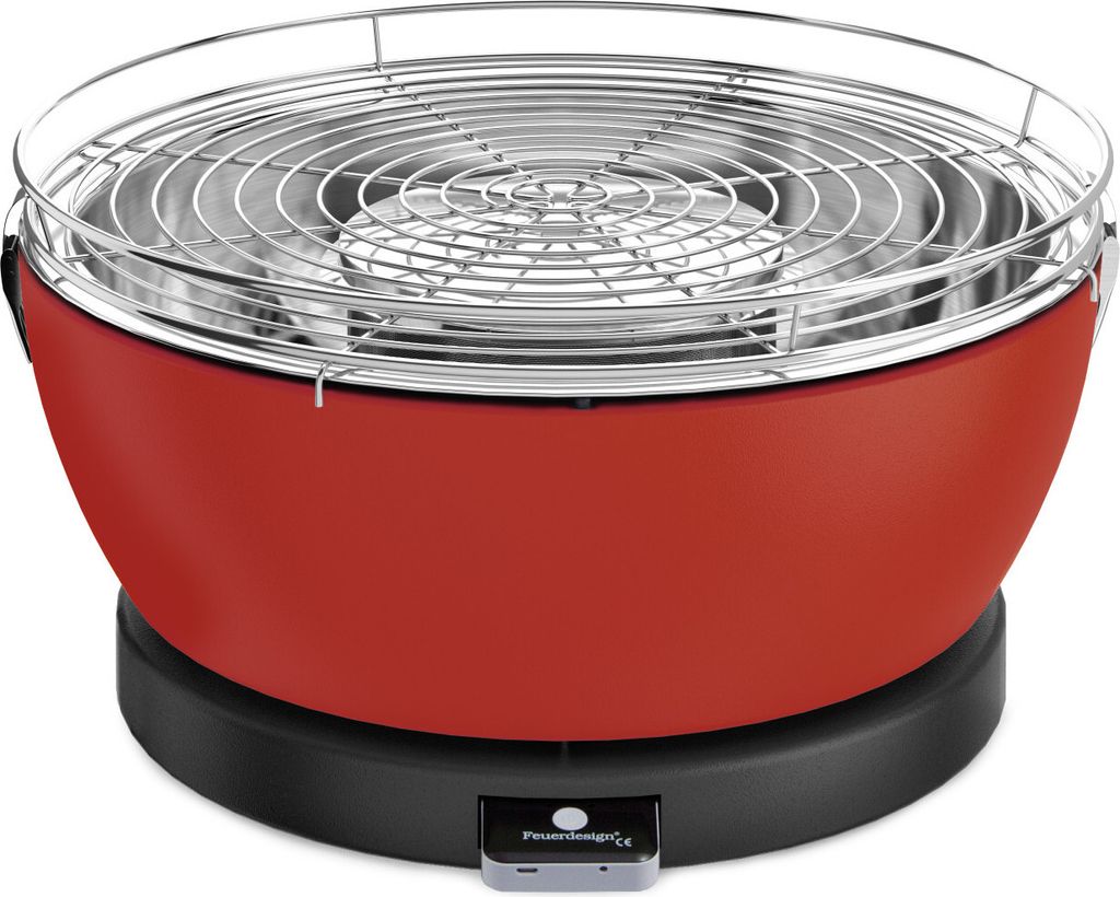 Feuerdesign Vesuvio Compact Rot Holzkohle Tischgrill 33cm für 4 Personen