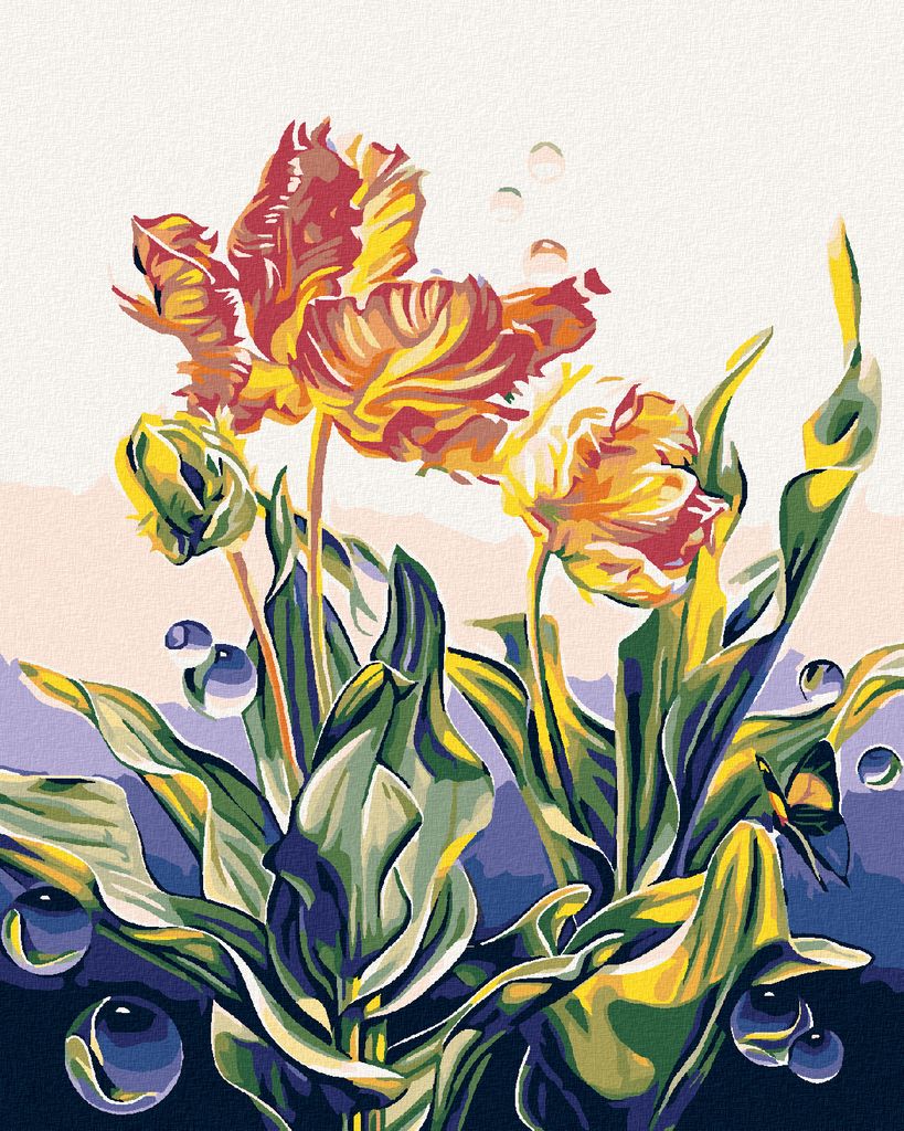 Zuty - Malen nach Zahlen - BLÜHENDE BLUMEN UND BLASEN, 40x50 cm, mit Keilrahmen (bereits gespannt)