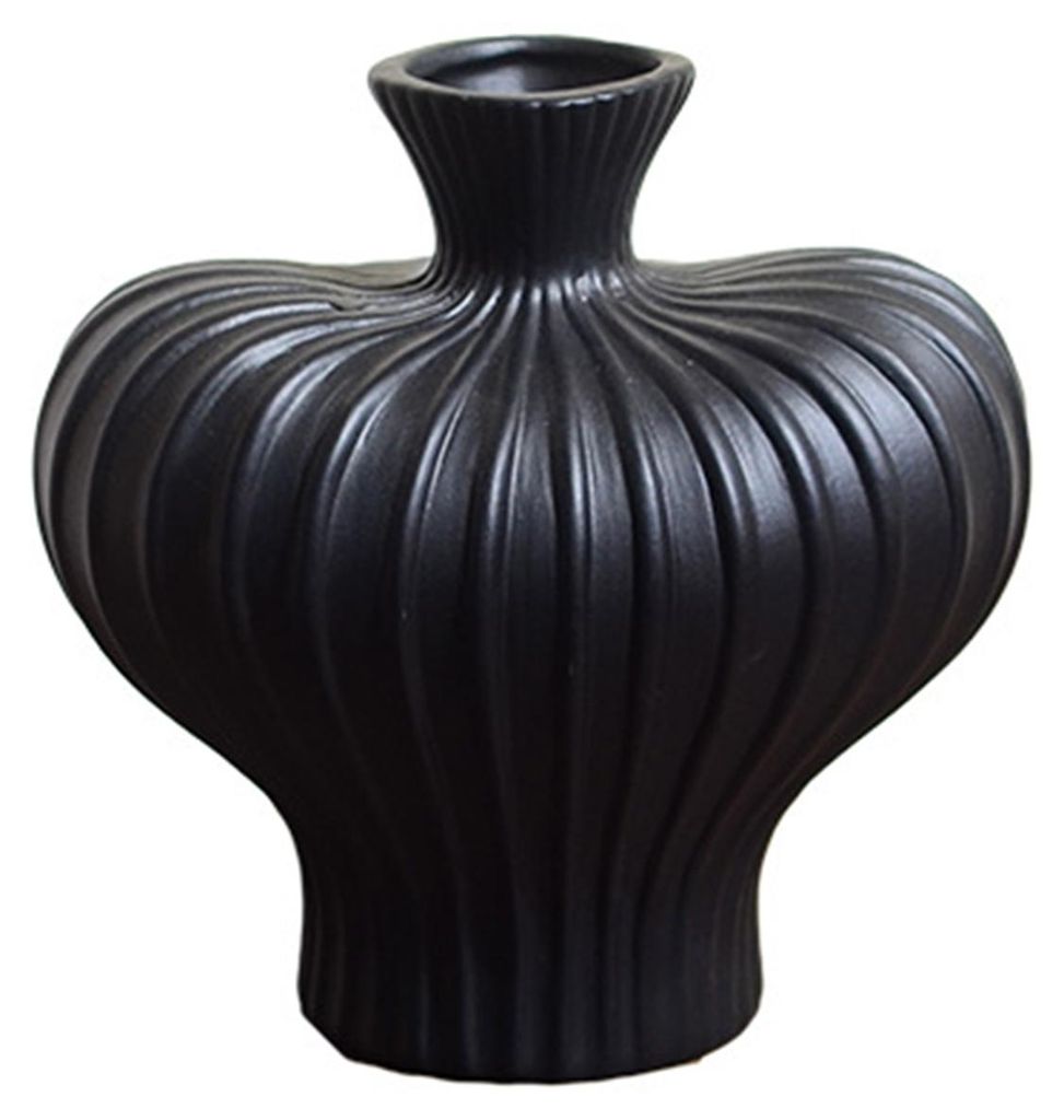 Gerippte Keramikvase, minimalistisch, modern, Blumenbehälter, Gefäß, Tischdekoration für Zuhause oder Büro, dekorative Vase für Blumen und Pf...