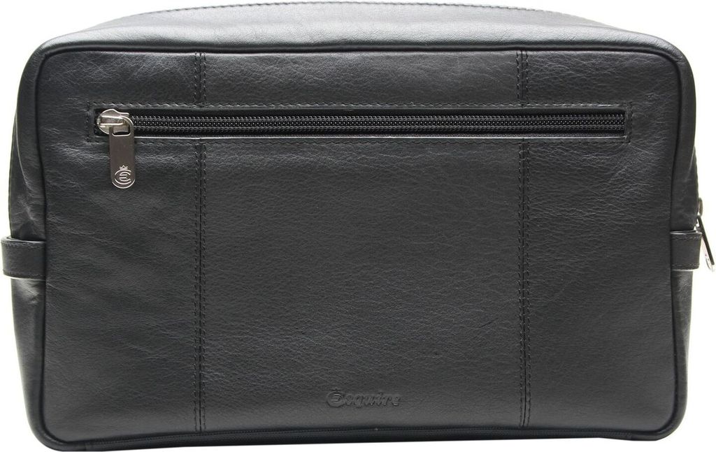 Esquire Leder Utensilientasche Spa Cosmetic Bag Black schwarz
