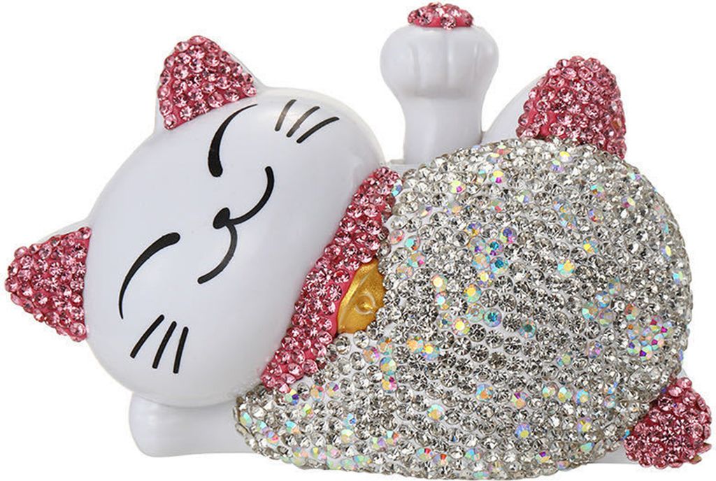 Katzenschmuck Glitzer Anti-Kratzer Polymer Ton Schön lügen Manekineko Viel Glück für das Auto-Rosa