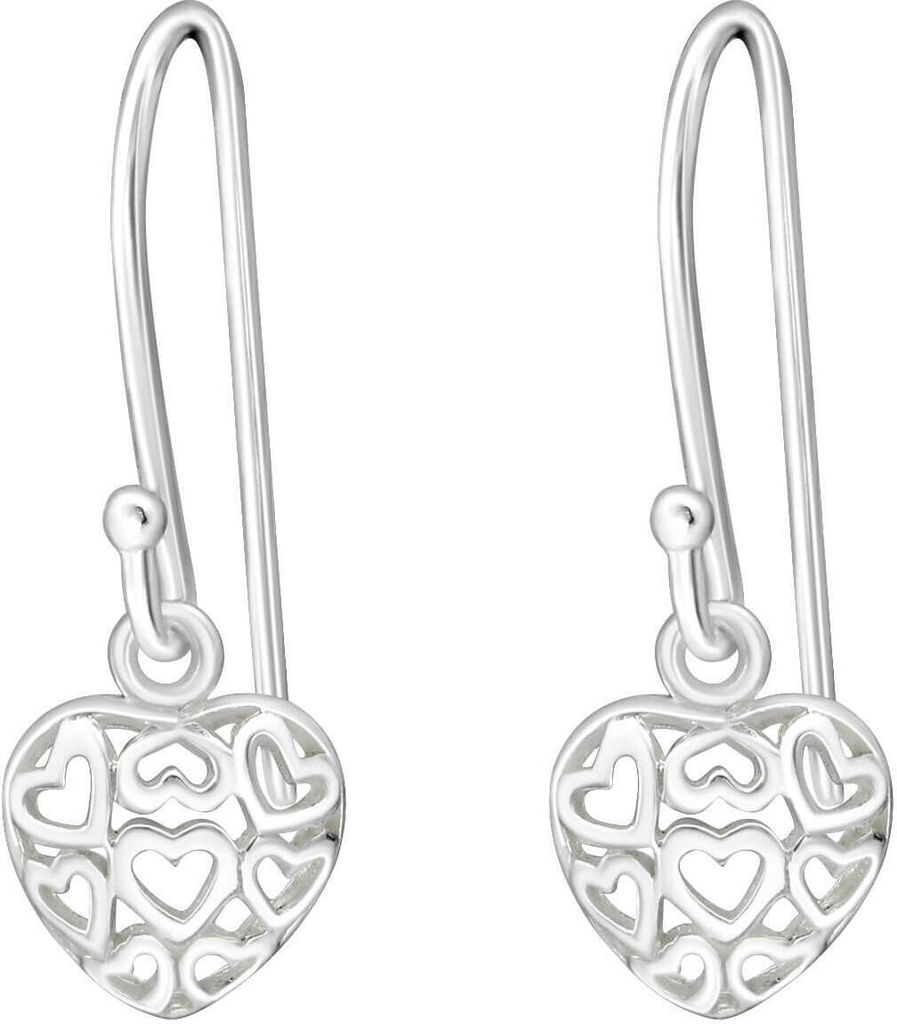 925 Sterling Silber Ohrhaken Ohrhänger mit Herzanhänger