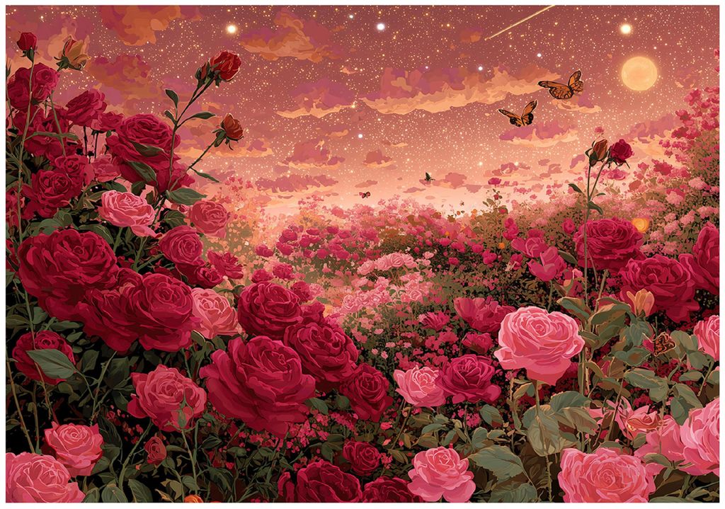 Fototapete Blumen Rosen Natur - 350x250 cm - Vliestapete Wohnzimmer Schlafzimmer - Vlies Fototapete Rot - 16403VX7