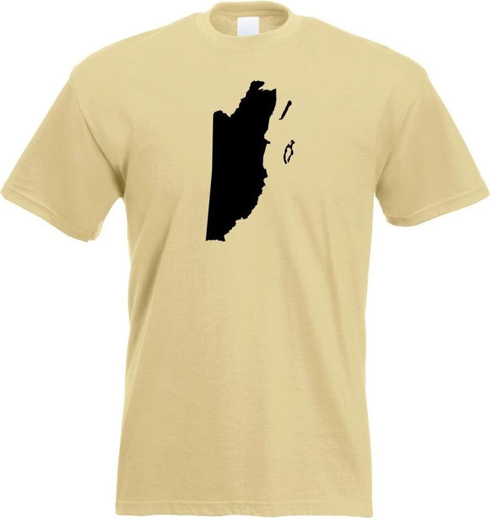 Kiwistar - T-Shirt - Khaki - Belize Umriss Kontur Herren Funshirt Bedruckt Design Sprüche Spruch Motive - mit Motiv Bedruckt - Funshirt Design - S...