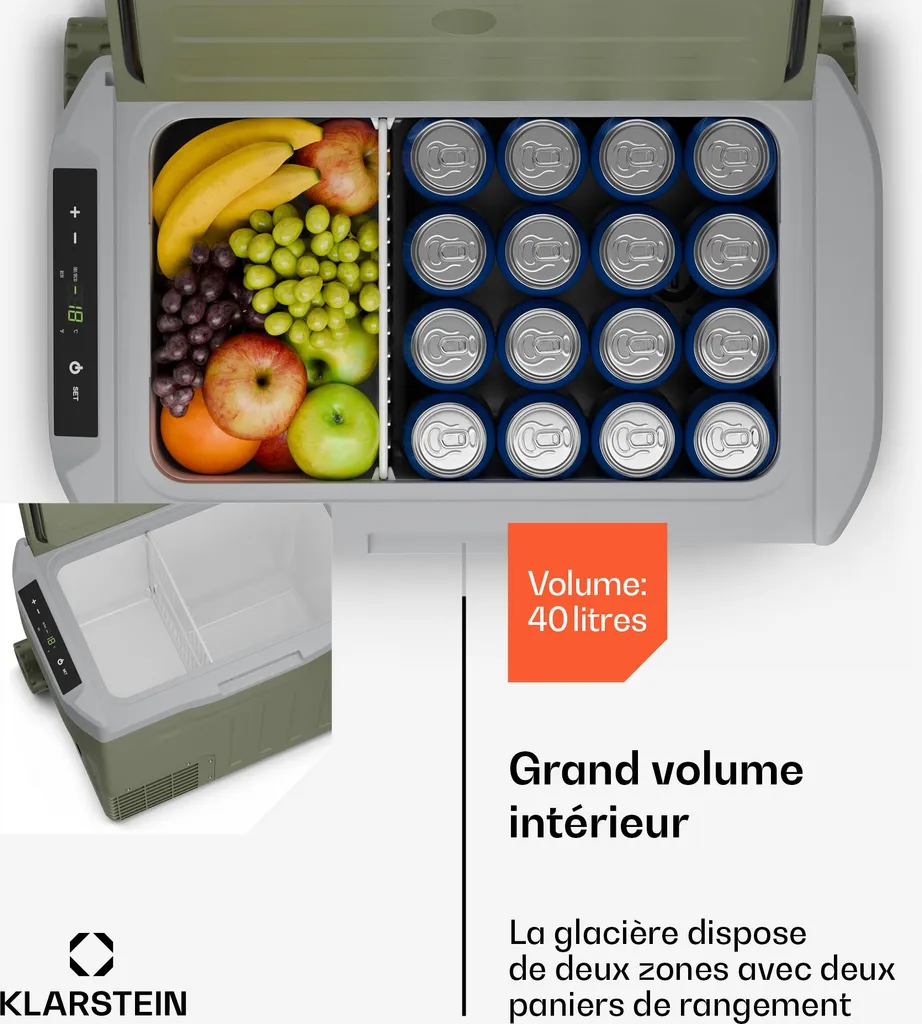 Glacière électrique à compression 40L Klarstein PolarForce LCD Verte - 3