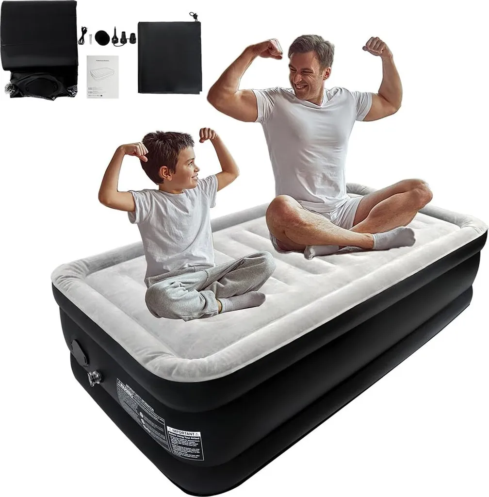 Lit d'appoint gonflable une place avec système de gonflage rapide 3 min