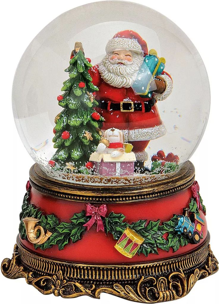 Spieluhr/Schneekugel Weihnachtsmann 15 cm