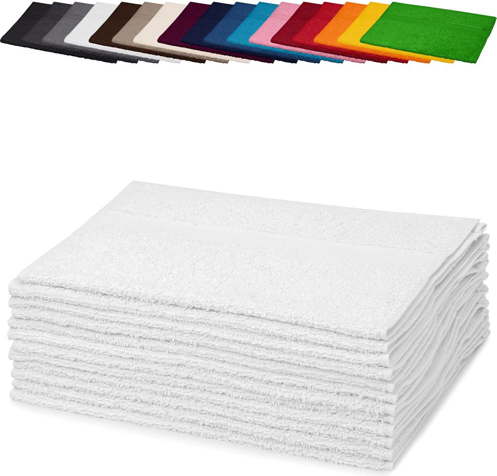 10er PACK Gästetücher 30x50 cm Gästehandtücher Kinderhandtücher Babyhandtücher 100% Baumwolle, Farbe: Weiß