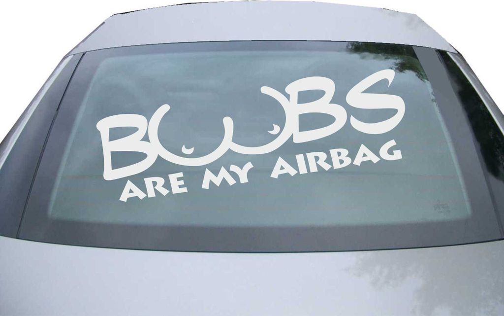 Indigos UG - Aufkleber Heckscheibe & Motorklappe DE2179 - silber - 600x257 mm - Boobs are my Airbagy - Auto Scheiben Fenster Heckklappe Tuning Raci...