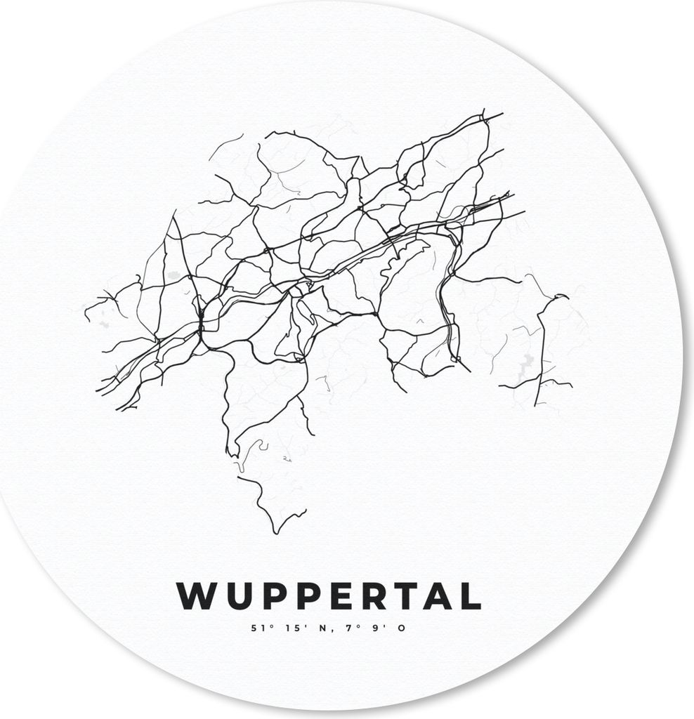 MuchoWow Mauspad Mousepad Stadtplan - Deutschland - Schwarz-weiß - Wuppertal - Karte 40x40 cm - Mousepads - Maus Mat - Pad - Mausunterlage - Sch...