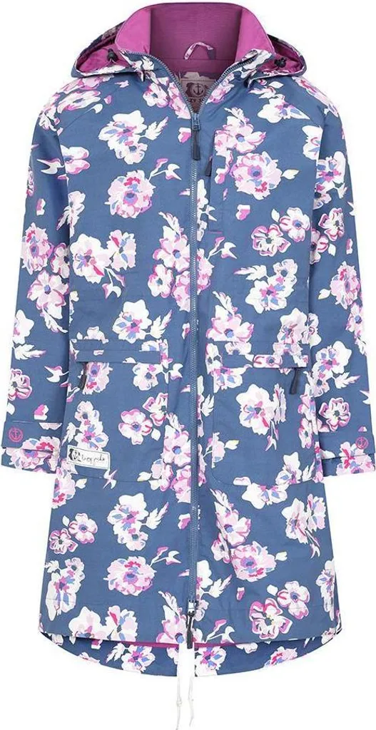 Veste imperméable femme longue balade bord de mer LJ123 S Bleu Rose Blanc