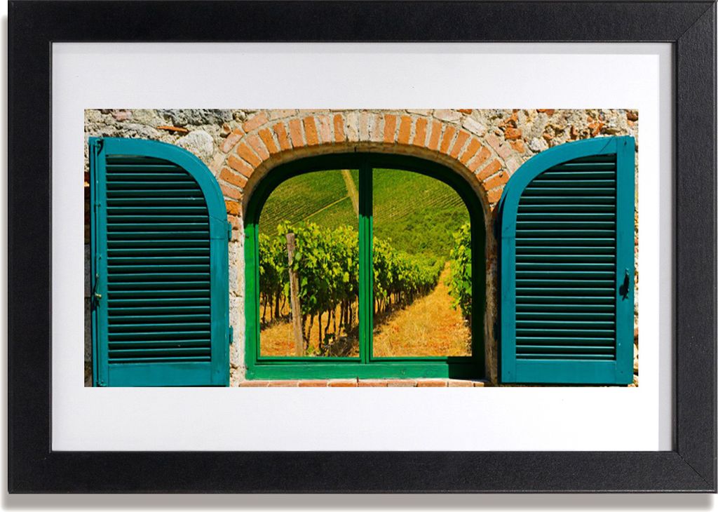 Bild 30x20 MDF-Rahmen Wandkunst Fenster-Feld-Landschaft