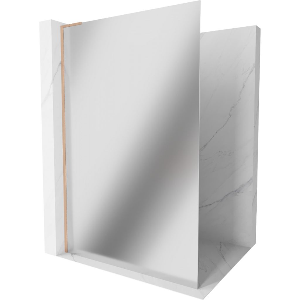Mexen Kioto L Duschwand Walk-in 70 x 200 cm, Spiegel, gebürstetes Messing - 800-070-103-65-50