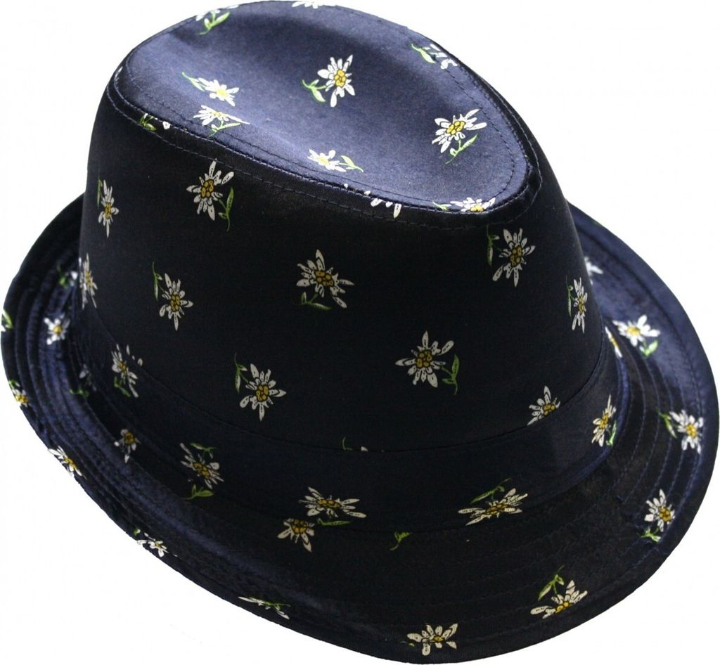 Trachtenhut bayrischer Bayern Seppelhut Sepplhut Edelweiß dunkelblau, Größe:57