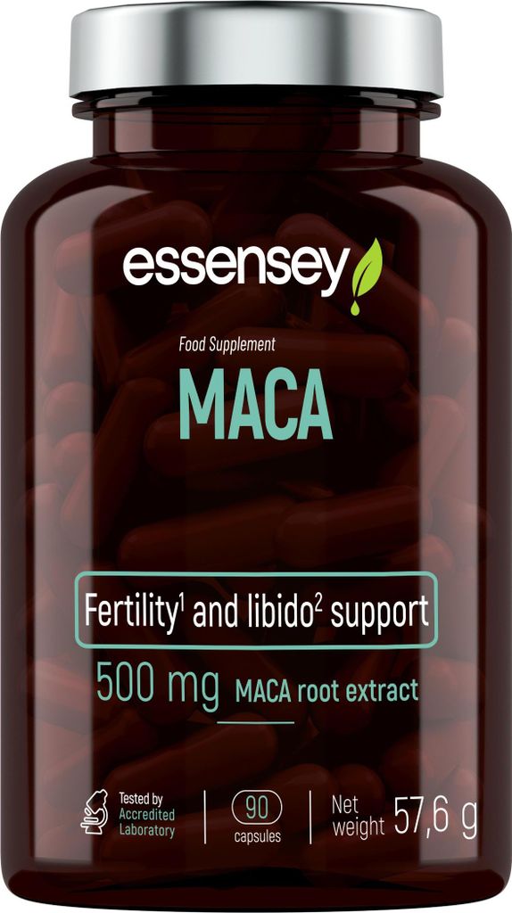 ESSENSEY - 500 mg MACA-Extrakt I Adaptogene Pflanze I 90 Kapseln I Ausdauer und Vitalitt I Vegetarier & ohne Zustze I 90 Tagesdosen I Leicht zu sch...